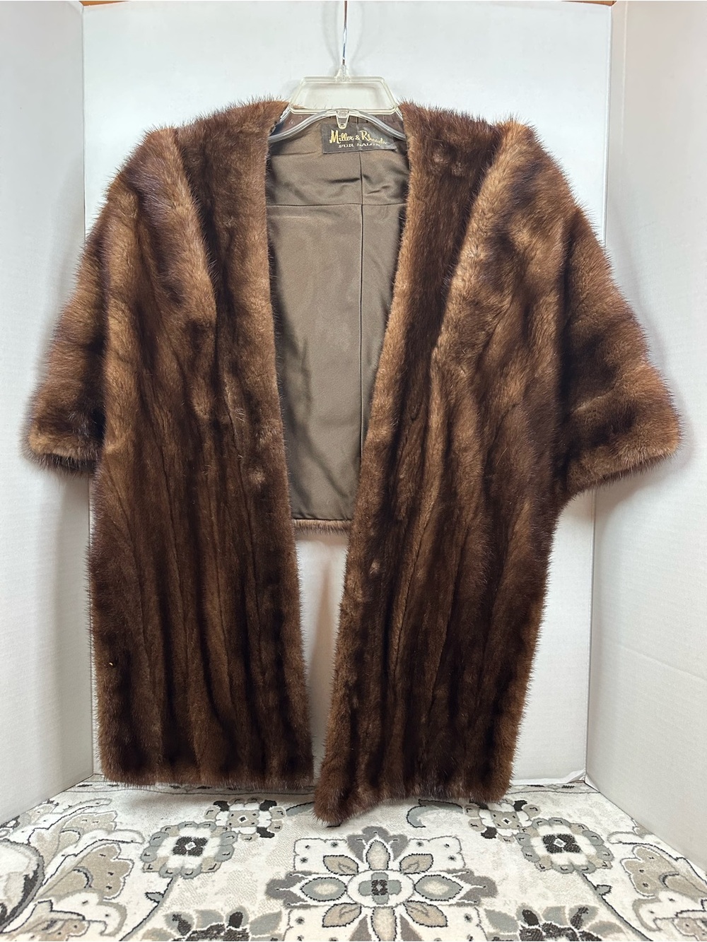 Classic Brown Mink Short-Sleeve Fur Cape by Miller & Rhoads, size M